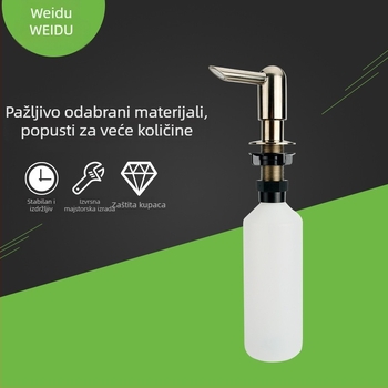 Weidou ABS ručni pritiskom dozator sapuna za sudoperu, elektroplatirani završetak, moderni minimalistički stil, 0,2 kg