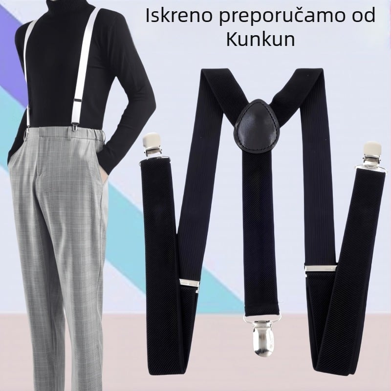 Unisex elastične naramenice, 3 kopče, podesiva duljina, jaka elastičnost, križni stražnji dio