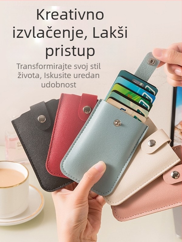 Izvlačni držač kartica s više kartica, velika kapaciteta za ID i bankovne kartice, antimagnetni, ultratanki PU držač kartica