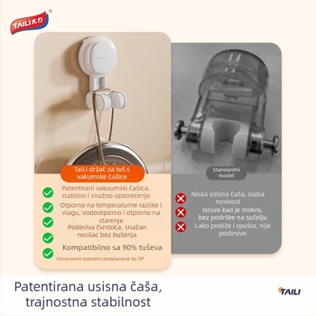 Dječji nosač za tuš glavu, zidni, s jakim usisnim držačem, bez bušenja, pokretan, jednostavan i moderan stil