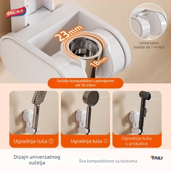 Dječji nosač za tuš glavu, zidni, s jakim usisnim držačem, bez bušenja, pokretan, jednostavan i moderan stil