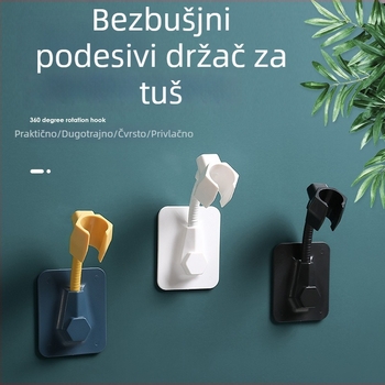Zidni držač za tuš, plastični držač, polica za kupaonicu s jednim nivoom, moderni minimalistički stil, ugradnja bez bušenja