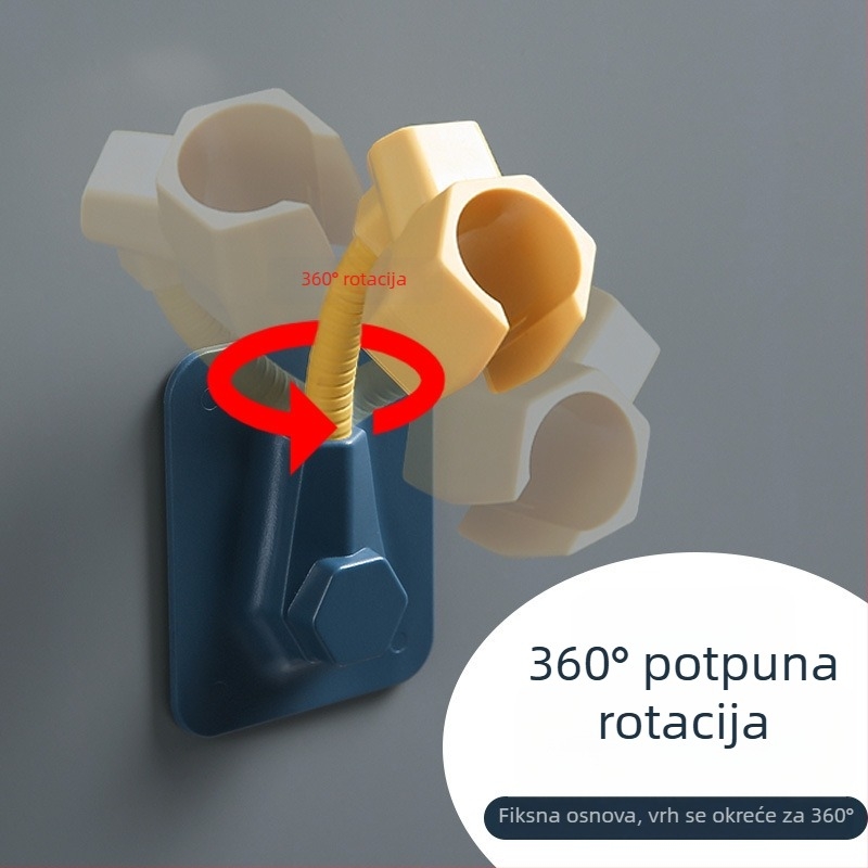 Zidni držač za tuš, plastični držač, polica za kupaonicu s jednim nivoom, moderni minimalistički stil, ugradnja bez bušenja