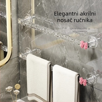 Zidni nosač za ručnike, plastični, s jednom šipkom, kupaonica, skladište, bez bušenja