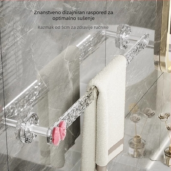 Zidni nosač za ručnike, plastični, s jednom šipkom, kupaonica, skladište, bez bušenja