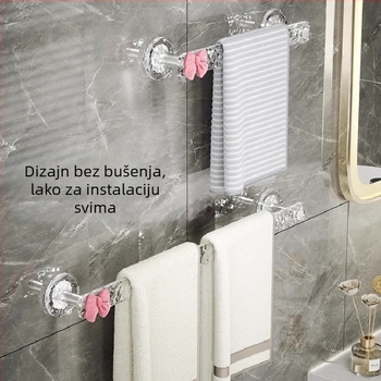 Zidni nosač za ručnike, plastični, s jednom šipkom, kupaonica, skladište, bez bušenja