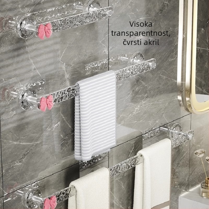 Zidni nosač za ručnike, plastični, s jednom šipkom, kupaonica, skladište, bez bušenja