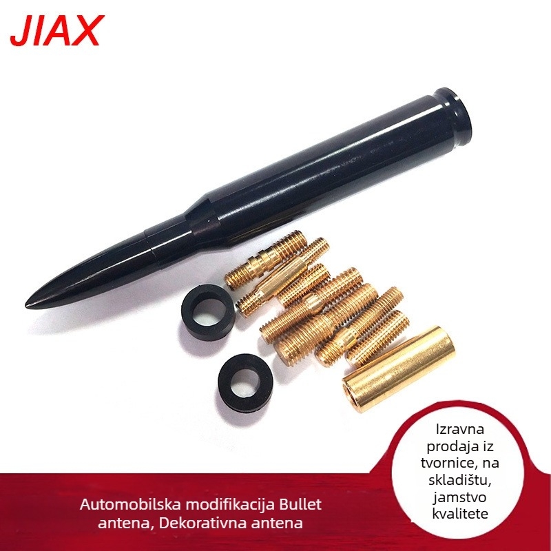 JIAX automobilna antena za radio, univerzalna kompatibilnost, oblik metka, navojna montaža, aluminijska legura
