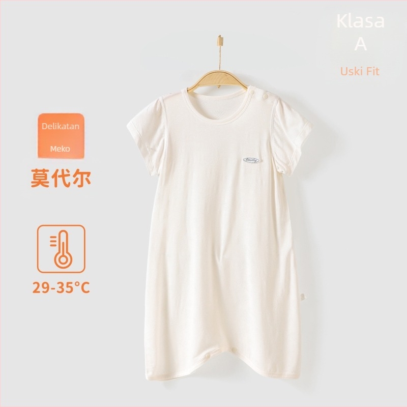 Dječje ljetno modalno pidžama u jednom komadu – unisex, tkanina koja odvaja vlagu, nježna obrada, motiv životinja/crtić