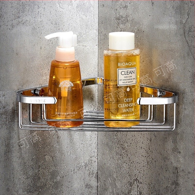 Trokutasta mrežasta polica za kupaonicu od nehrđajućeg čelika, jednokatna, nosivost 50 kg, sjajna završna obrada