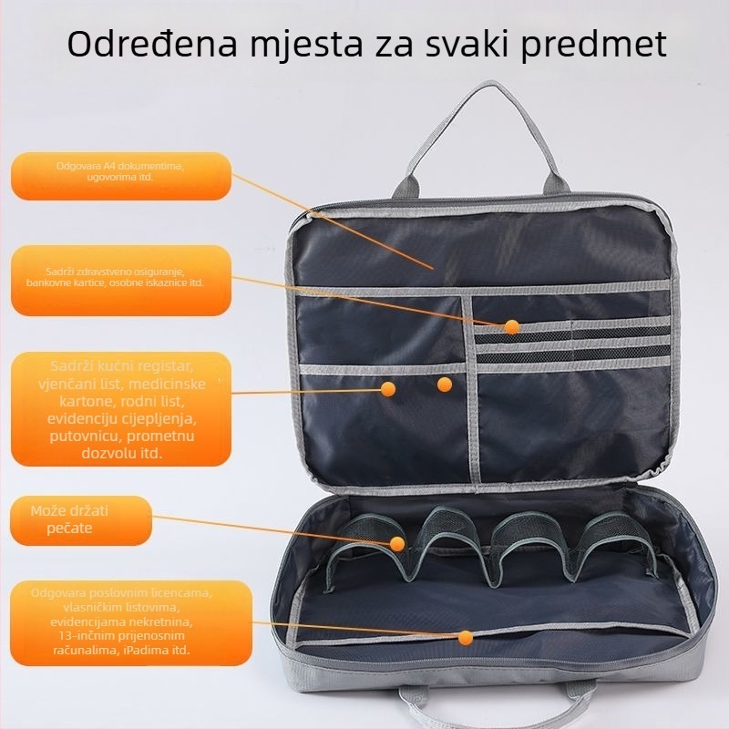 Prijenosna torba za dokumente s zaštitnim poklopcem za kućnu registracijsku knjigu i držačem pečata tvrtke