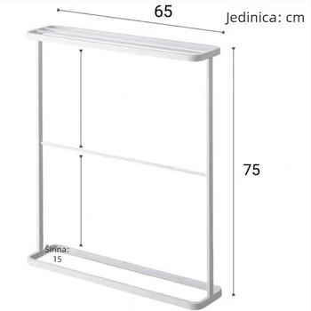 Vertikalni držač ručnika za kupaonicu, 3-etažni, od karbonskog čelika, premaz plastikom u spreju, nosivost 5–10 kg