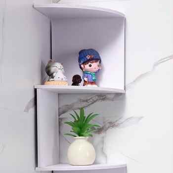 Kutni trokutasti zidni regal za skladištenje – 5 etaža, perforiran, bez bušenja, nosivost 5 kg