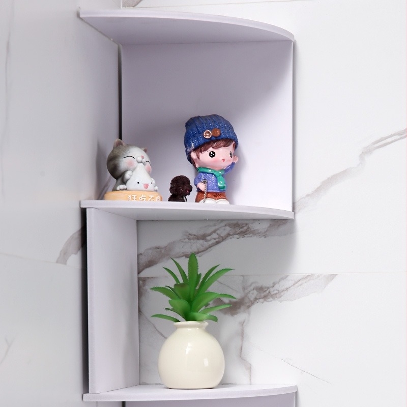 Kutni trokutasti zidni regal za skladištenje – 5 etaža, perforiran, bez bušenja, nosivost 5 kg