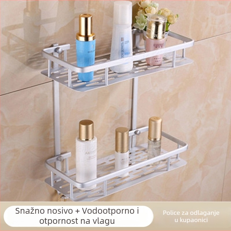 Zidni kupaonski regał od aluminija, trokutastog oblika, bez bušenja