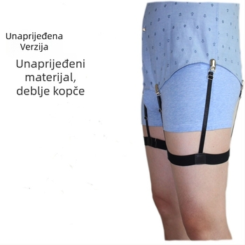 Unisex pojas za bedro s prstenom i 6 kopčama za čarape, poliester, podesiva duljina, snažna elastičnost