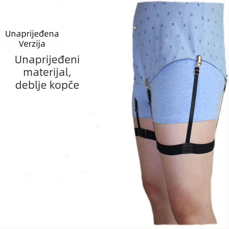 Unisex pojas za bedro s prstenom i 6 kopčama za čarape, poliester, podesiva duljina, snažna elastičnost