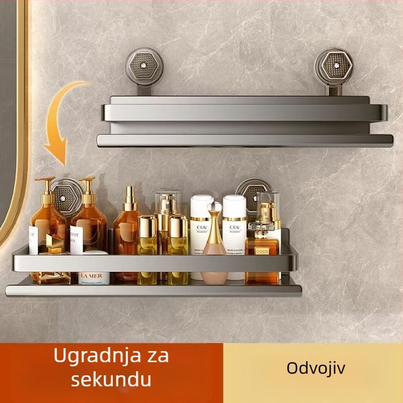 Police za kupaonu s usisnim držačem — nosivost 5 kg, 1–2 police, moderan stil