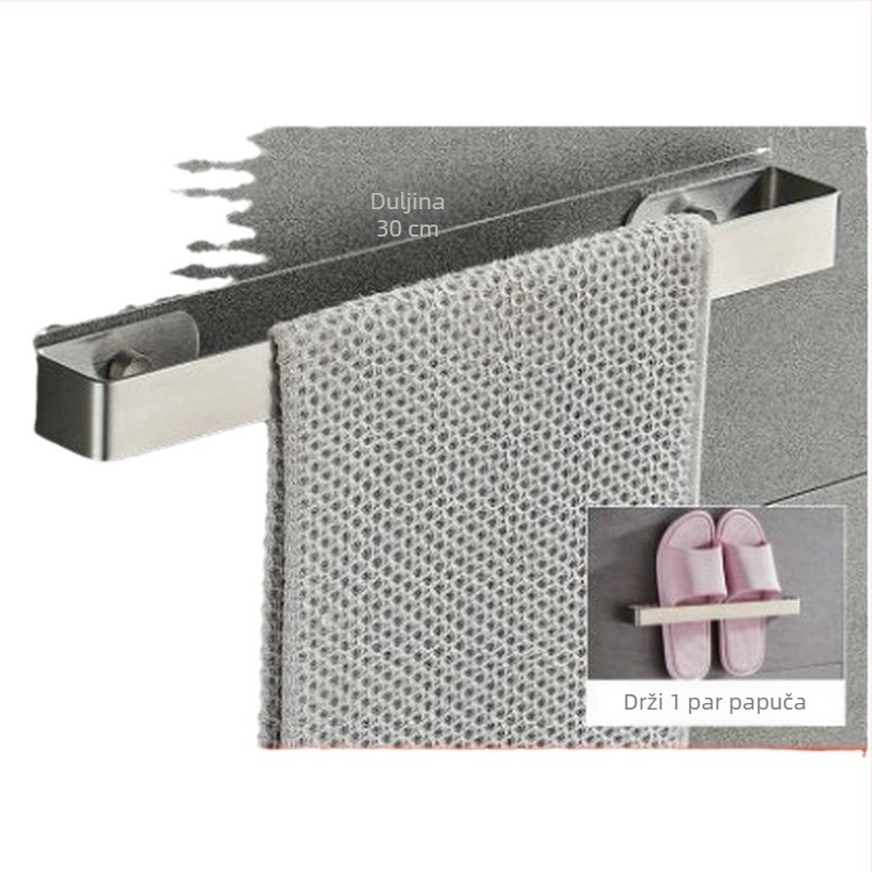 Držač za ručnike od nehrđajućeg čelika, jednostruka šipka, bez bušenja, nosivost 20 kg (Brend: Dunding)