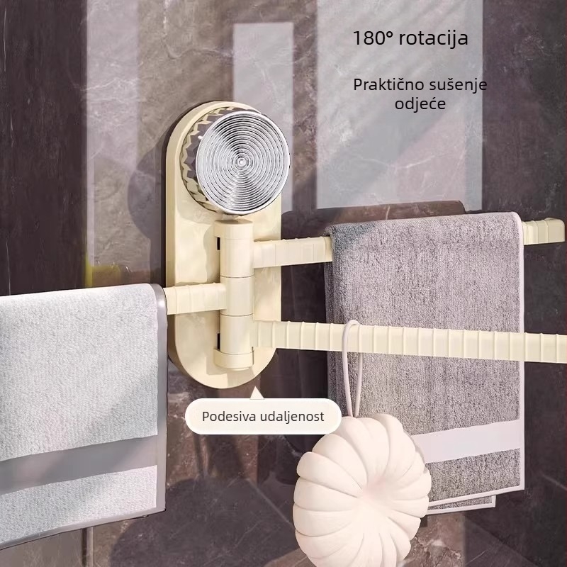 Rotirajući držač ručnika s usisnom čašom, bez bušenja, plastični, nosivost 500