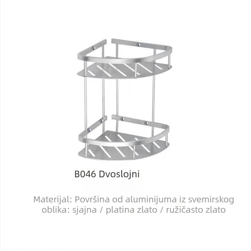 Aluminijski kutni stalak, dvostruki sloj, nosivost 10 kg, moderni minimalistički stil