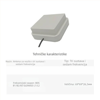 RTK GPS antena za vanjsku ugradnju u vozilo GNSS navigacija, visoka preciznost, desno-rotirajuća polarizacija, SWR do 2.0