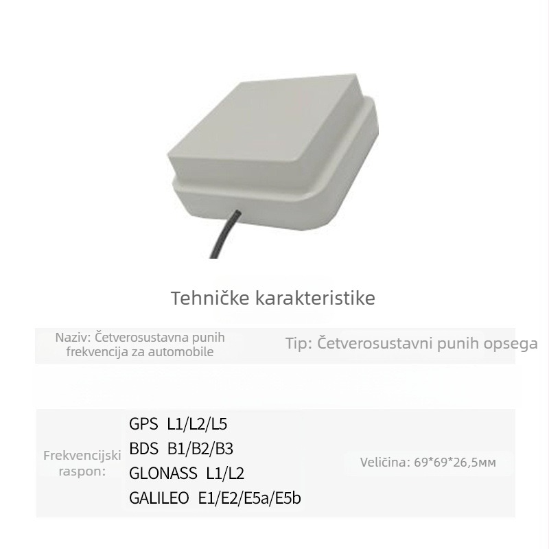 RTK GPS antena za vanjsku ugradnju u vozilo GNSS navigacija, visoka preciznost, desno-rotirajuća polarizacija, SWR do 2.0