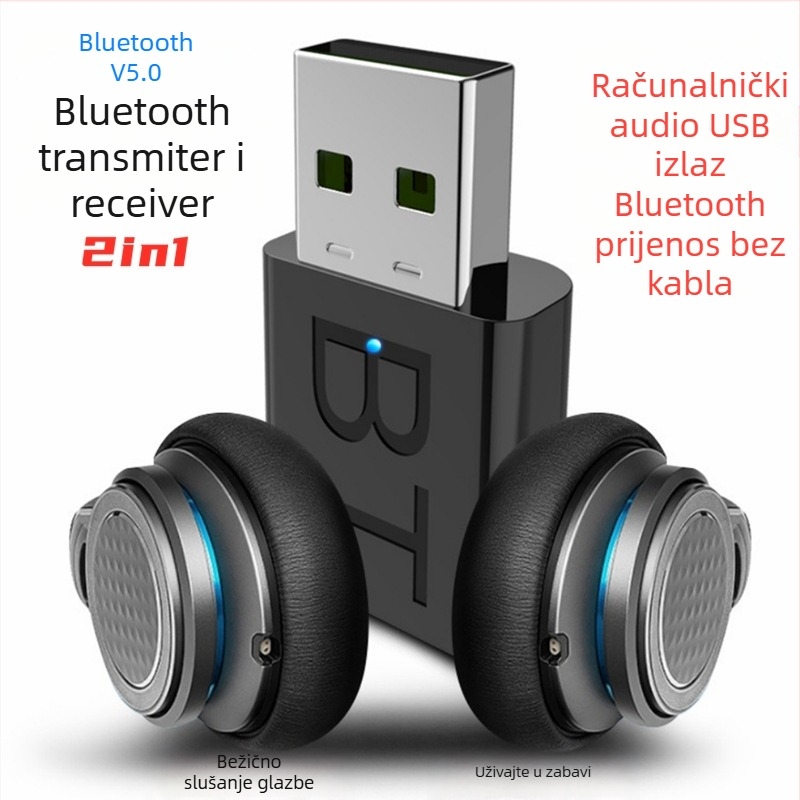 Automobilski Bluetooth prijemnik i odašiljač, dvostruki izlaz zvuka USB i AUX, model BT 660, napajanje 5V