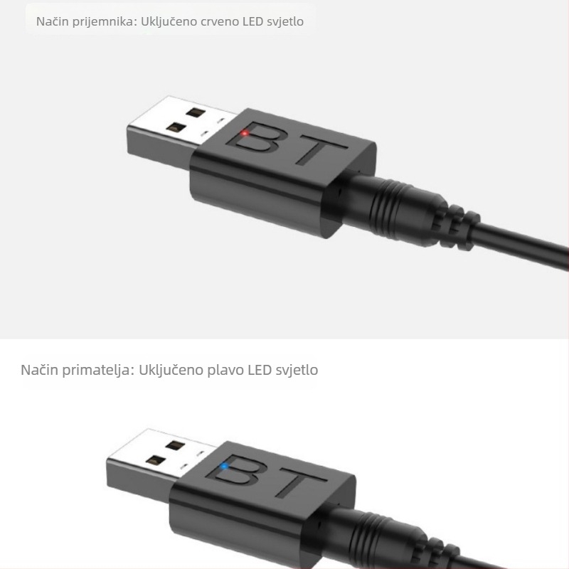 Automobilski Bluetooth prijemnik i odašiljač, dvostruki izlaz zvuka USB i AUX, model BT 660, napajanje 5V