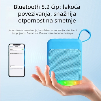 RGB Bluetooth zvučnik s radiom, prenosiv IPX3 vodootporan, 5W, ugrađena baterija 1200–2000mAh, Bluetooth 5.2, 100Hz–20kHz