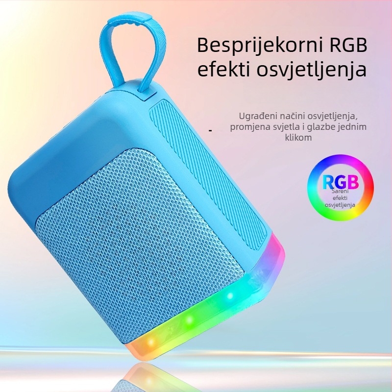 RGB Bluetooth zvučnik s radiom, prenosiv IPX3 vodootporan, 5W, ugrađena baterija 1200–2000mAh, Bluetooth 5.2, 100Hz–20kHz