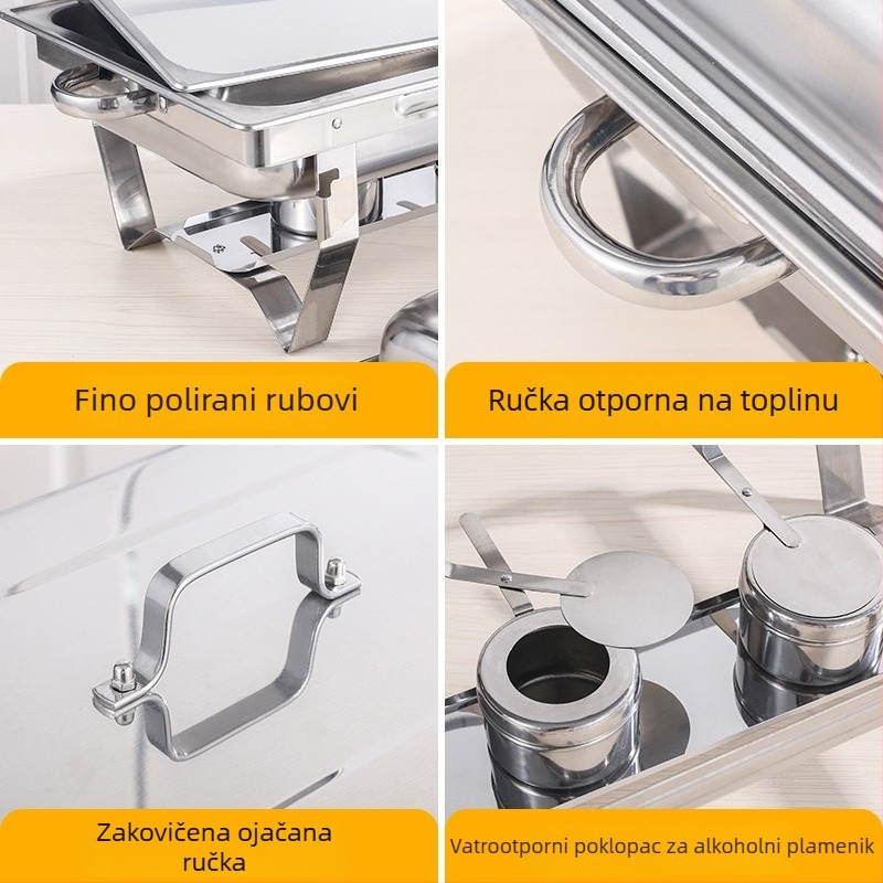 Meigang Xing Nehrđajući čelični buffetski štednjak za hotele, sklopni poklopac, kvadratni dizajn