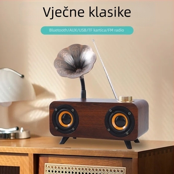 Retro Bluetooth zvučnik, 2 zvučnika, IPX7 vodootporan, Bluetooth 5.0, 20W, ugrađena baterija 1000-1200mAh