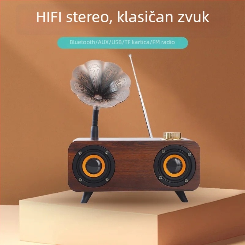 Retro Bluetooth zvučnik, 2 zvučnika, IPX7 vodootporan, Bluetooth 5.0, 20W, ugrađena baterija 1000-1200mAh