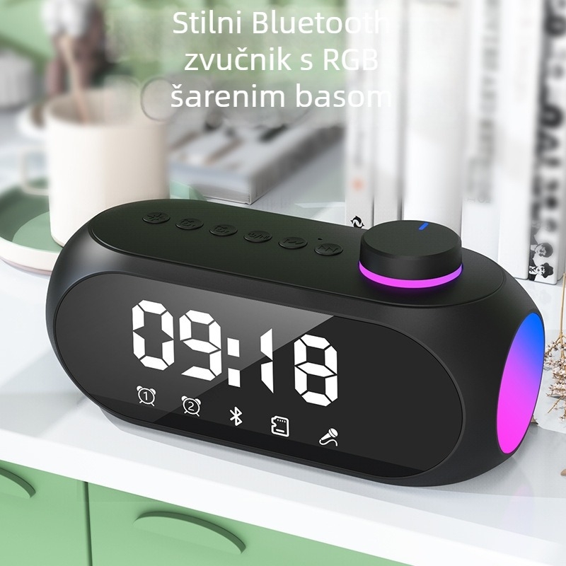 Bluetooth zvučnik s budilicom, radiom i RGB noćnom lampom - 3W, Bluetooth 5.0, ugrađena baterija 1000–1200mAh, 100Hz–20kHz, SNR ≥75dB
