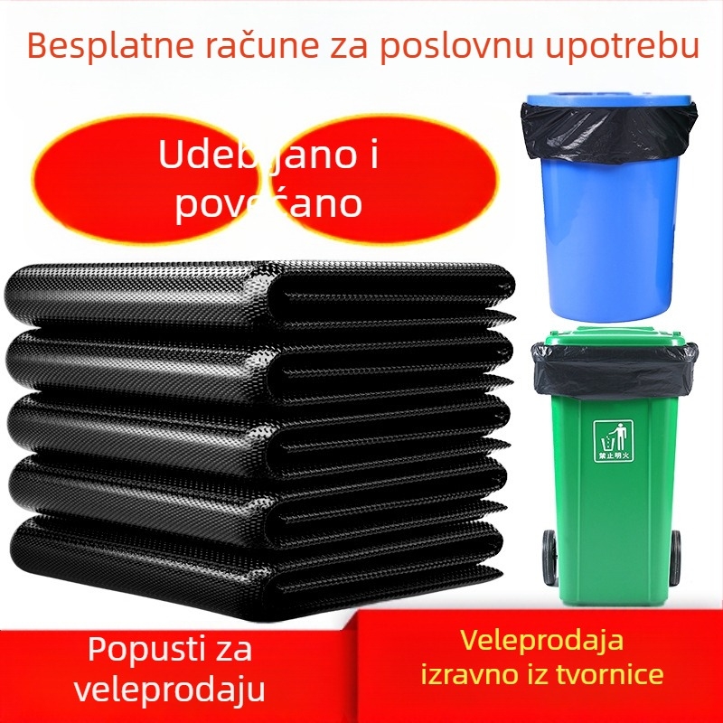 Komericna vrećica za otpad od PE, debela, jednokratna, s ravnim otvorom, za univerzalnu namjenu