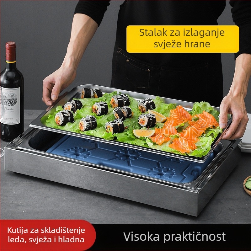 Stol od nehrđajućeg čelika za sushi, sirovo meso i morski plodovi u zapadnim i japanskim restoranima