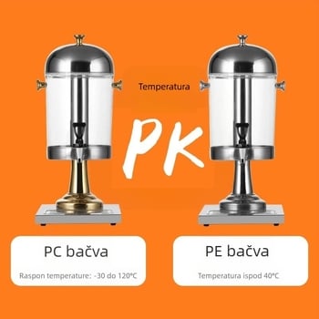 Dispenzer za napitke od nehrđajućeg čelika sa slavinom — topli i hladni napici, komercijalni višestruki stroj za napitke