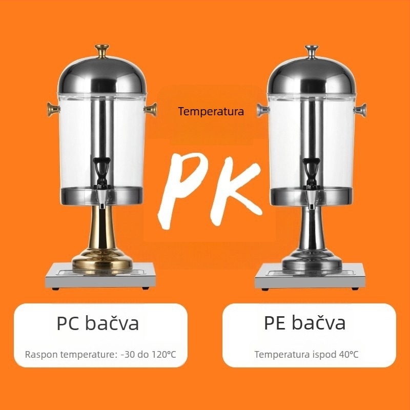 Dispenzer za napitke od nehrđajućeg čelika sa slavinom — topli i hladni napici, komercijalni višestruki stroj za napitke