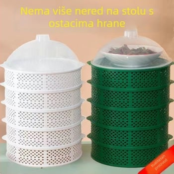 Prozračan kuhinjski višeslojni ormar za ostatke hrane i posuđe; držač tanjura; kutija za skladištenje; novo