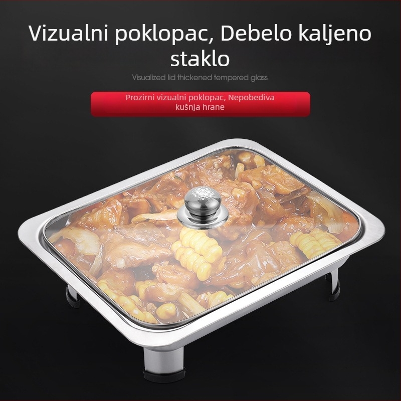 Bufet peć od nehrđajućeg čelika, kvadratni dizajn s četiri noge, marka Pynos, mogućnost prilagodbe obrade i tiskanja logotipa