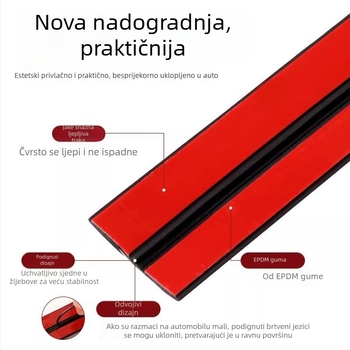 T-oblikovana brtvila za prednje staklo, krova i prozore automobila; gumena, debljina 1 cm; za cijeli automobil; kompatibilna sa svim modelima
