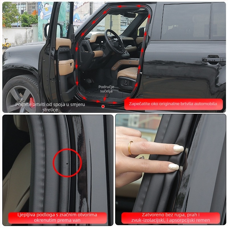 Gumeni brtvni trak za vrata Land Rover Defender, brtvilo A-stupca, zaštita od prašine i zvučna izolacija