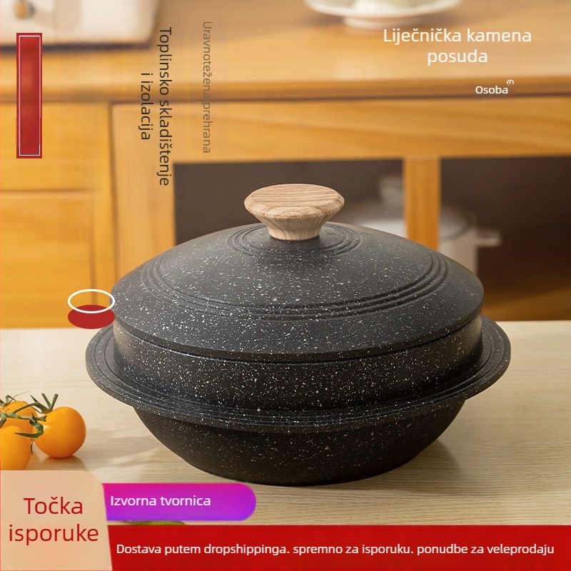 Aluminijski lonac od legure za korejski bibimbap – oprema za švedski stol, neuvožen, bez prilagodbe, s otisnutim logom