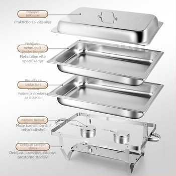 Nehrđajući čelični bufet s izoliranim pretincima za doručak i brzu hranu