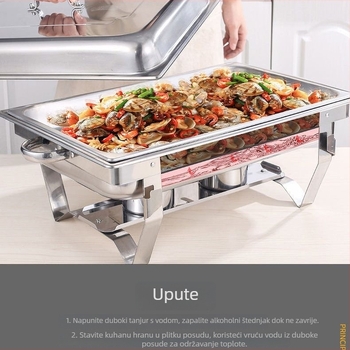 Nehrđajući čelični bufet s izoliranim pretincima za doručak i brzu hranu