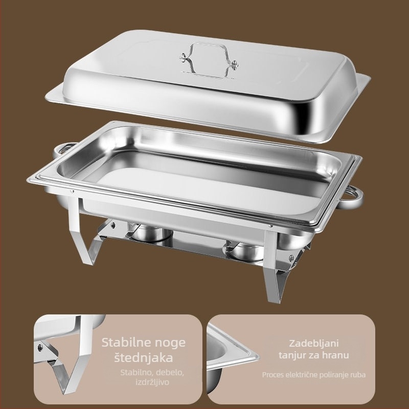 Nehrđajući čelični bufet s izoliranim pretincima za doručak i brzu hranu