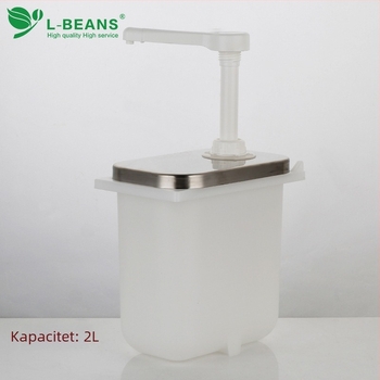 Plastična pumpa za umak s bazom i nehrđajućim čeličnim tlakom za umak – oprema za švedski stol, marka l-beans, tiskano logotip, vrhunska kvaliteta, lansirano 2016