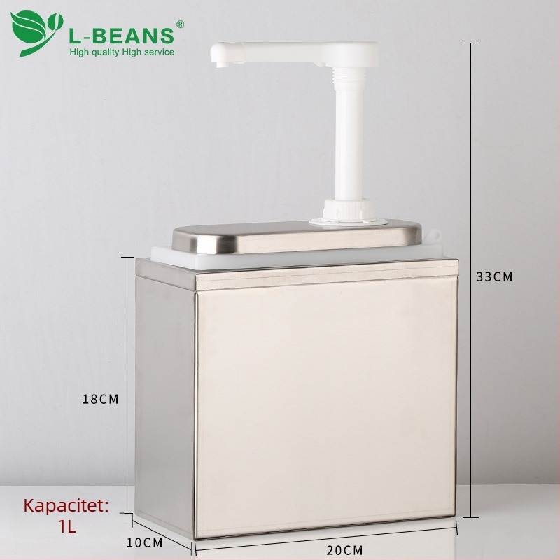 Plastična pumpa za umak s bazom i nehrđajućim čeličnim tlakom za umak – oprema za švedski stol, marka l-beans, tiskano logotip, vrhunska kvaliteta, lansirano 2016