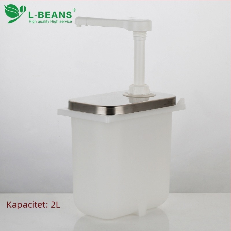 Plastična pumpa za umak s bazom i nehrđajućim čeličnim tlakom za umak – oprema za švedski stol, marka l-beans, tiskano logotip, vrhunska kvaliteta, lansirano 2016